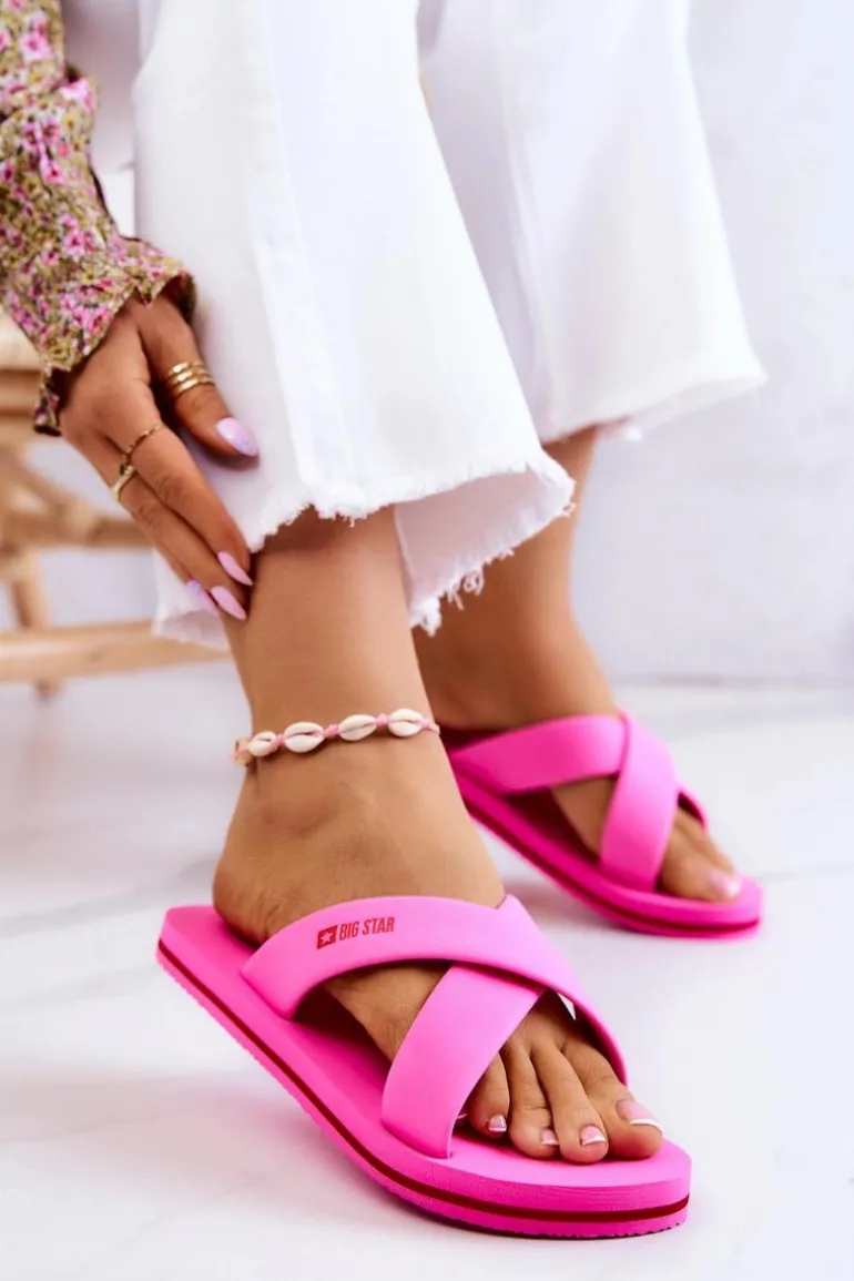 Piankowe Damskie Klapki Big Star JJ274A520 Różowe