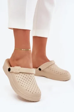 Piankowe Klapki Chodaki Damskie Beżowe Faylina