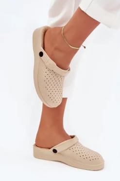 Piankowe Klapki Chodaki Damskie Beżowe Faylina