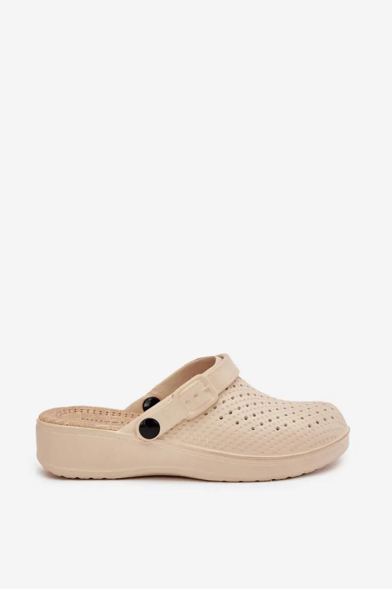 Piankowe Klapki Chodaki Damskie Beżowe Faylina