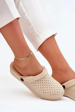 Piankowe Klapki Chodaki Damskie Beżowe Faylina