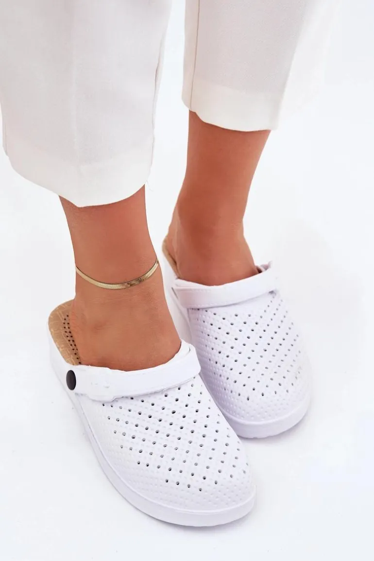 Piankowe Klapki Chodaki Damskie Białe Faylina