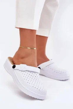 Piankowe Klapki Chodaki Damskie Białe Faylina