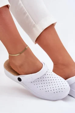 Piankowe Klapki Chodaki Damskie Białe Faylina