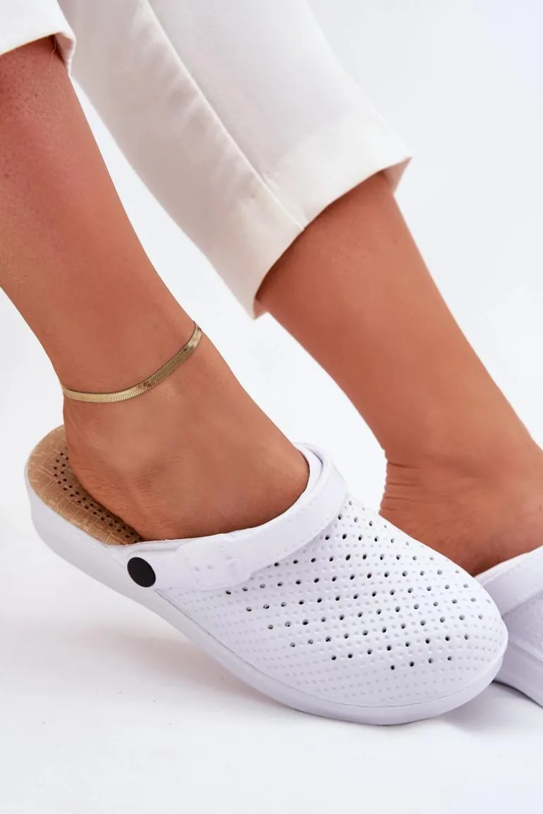 Piankowe Klapki Chodaki Damskie Białe Faylina