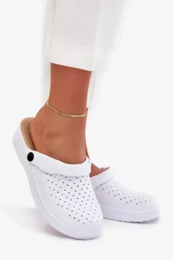 Piankowe Klapki Chodaki Damskie Białe Faylina