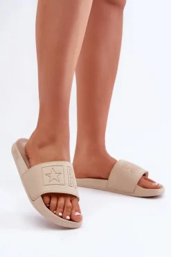 Piankowe Klapki Damskie Big Star OO274043 Beżowe