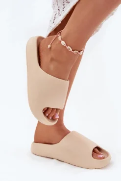 Piankowe Klapki Damskie Beżowe Rivasol