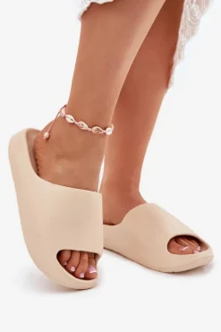 Piankowe Klapki Damskie Beżowe Rivasol