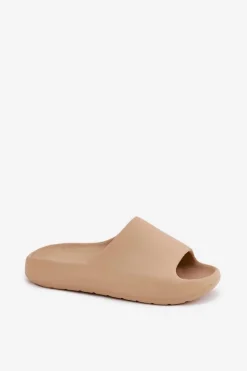 Piankowe Klapki Damskie Ciemnobeżowe Rivasol