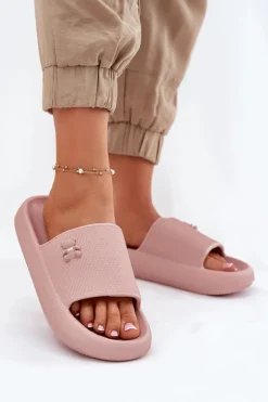 Piankowe Klapki Damskie Na Platformie Z Misiem Vinceza 75210 Różowe