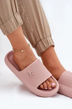 Piankowe Klapki Damskie Na Platformie Z Misiem Vinceza 75210 Różowe