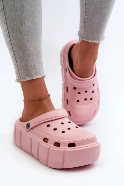 Piankowe Klapki Damskie Na Platformie Różowe Itubia