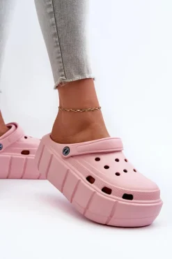 Piankowe Klapki Damskie Na Platformie Różowe Itubia