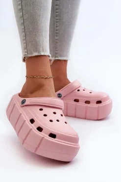 Piankowe Klapki Damskie Na Platformie Różowe Itubia