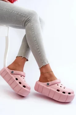 Piankowe Klapki Damskie Na Platformie Różowe Itubia