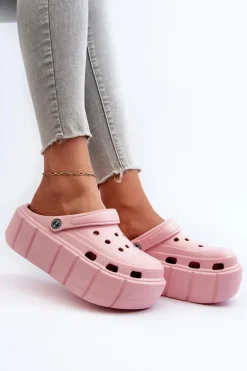 Piankowe Klapki Damskie Na Platformie Różowe Itubia