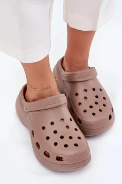 Piankowe Klapki Damskie Na Masywnej Podeszwie Big Star RR274A121 Ciemnobeżowe