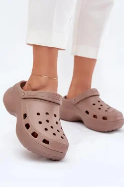 Piankowe Klapki Damskie Na Masywnej Podeszwie Big Star RR274A121 Ciemnobeżowe