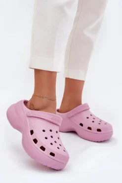 Piankowe Klapki Damskie Na Masywnej Podeszwie Big Star RR274A120 Różowe