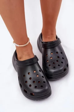 Piankowe Klapki Damskie Na Masywnej Podeszwie Big Star RR274A118 Czarne