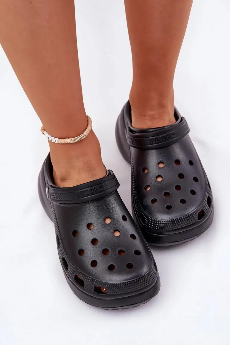 Piankowe Klapki Damskie Na Masywnej Podeszwie Big Star RR274A118 Czarne