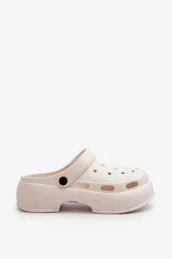 Piankowe Klapki Damskie Na Masywnej Podeszwie Białe Danollia