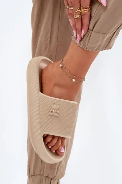 Piankowe Klapki Damskie Na Platformie Z Misiem Vinceza 75210 Beżowe