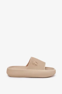 Piankowe Klapki Damskie Na Platformie Z Misiem Vinceza 75210 Beżowe