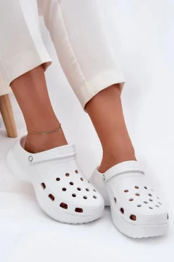 Piankowe Klapki Damskie Na Masywnej Podeszwie Big Star RR274A119 Białe