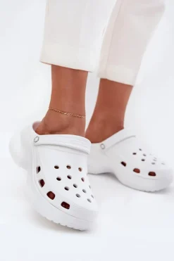 Piankowe Klapki Damskie Na Masywnej Podeszwie Big Star RR274A119 Białe