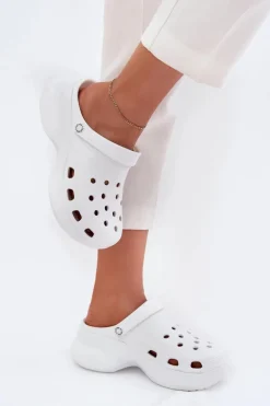 Piankowe Klapki Damskie Na Masywnej Podeszwie Big Star RR274A119 Białe