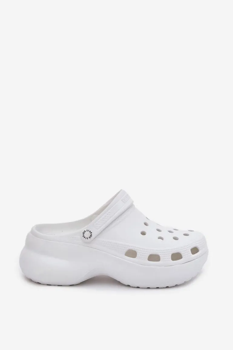 Piankowe Klapki Damskie Na Masywnej Podeszwie Big Star RR274A119 Białe