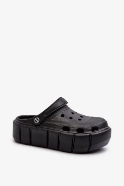 Piankowe Klapki Damskie Na Platformie Czarne Itubia