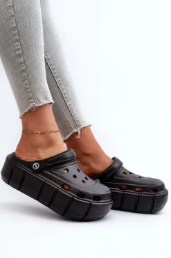 Piankowe Klapki Damskie Na Platformie Czarne Itubia