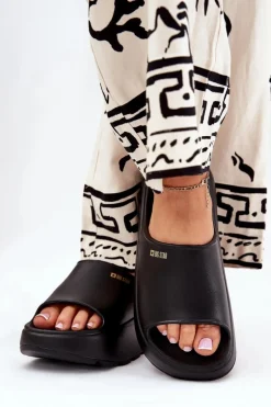 Piankowe Klapki Damskie Na Platformie Big Star RR274A567 Czarne