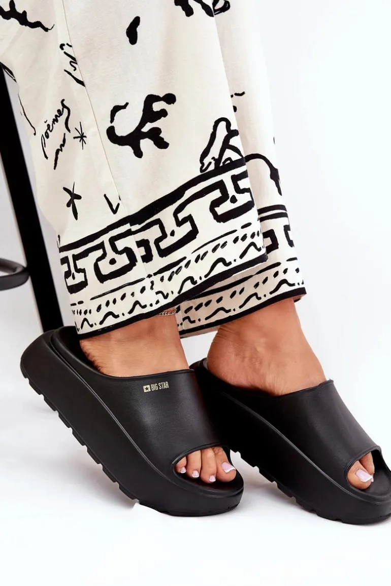 Piankowe Klapki Damskie Na Platformie Big Star RR274A567 Czarne