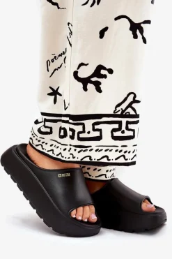 Piankowe Klapki Damskie Na Platformie Big Star RR274A567 Czarne