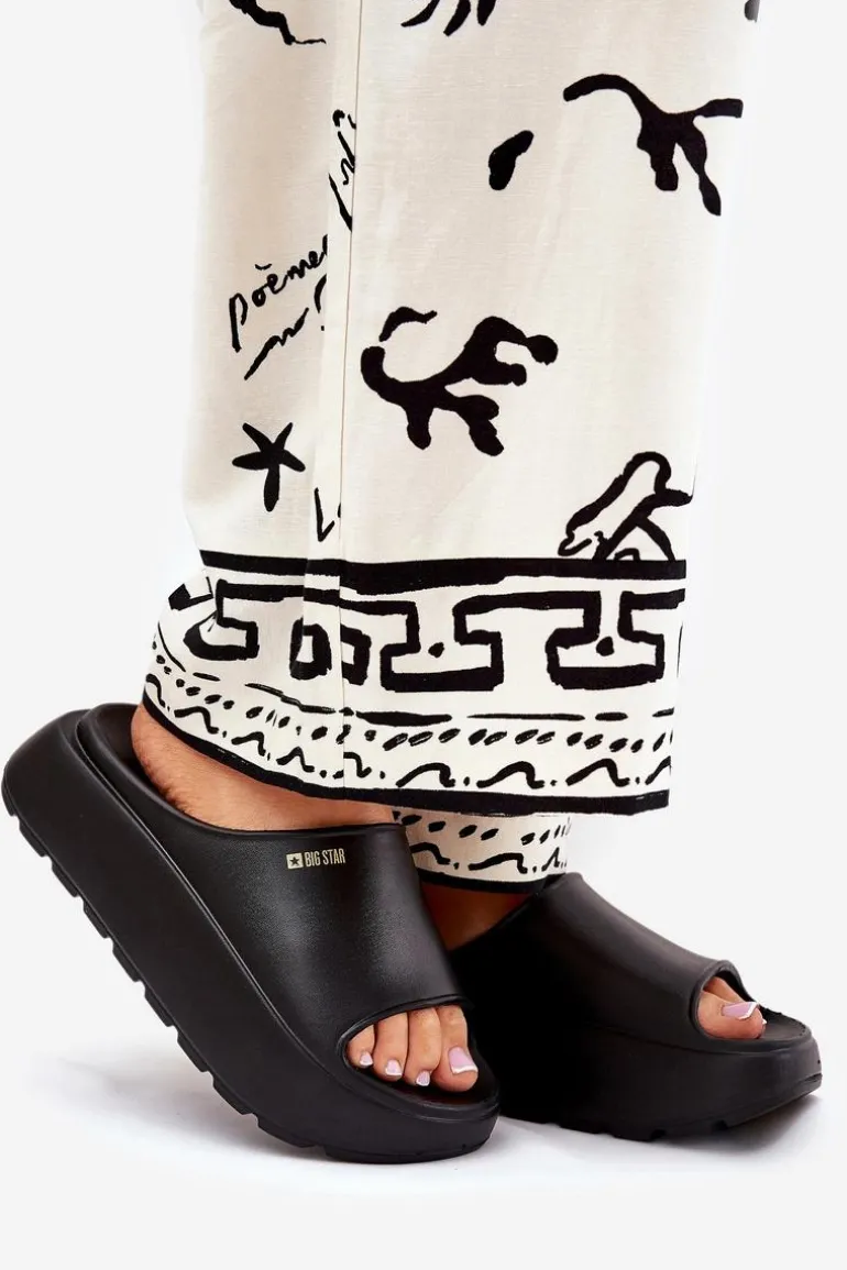 Piankowe Klapki Damskie Na Platformie Big Star RR274A567 Czarne