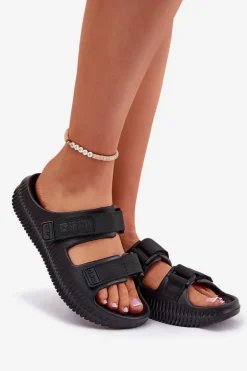 Piankowe Klapki Damskie Z Rzepami Big Star RR274A527 Czarne