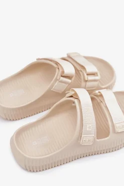 Piankowe Klapki Damskie Z Rzepami Big Star RR274A529 Beżowe