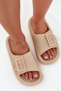 Piankowe Klapki Damskie Z Klamrą Vinceza 75207 Beżowe