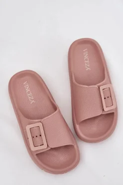 Piankowe Klapki Damskie Z Klamrą Vinceza 75207 Brudny Róż