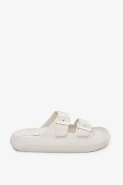 Piankowe Klapki Damskie Z Klamrami Vinceza 76056 Białe
