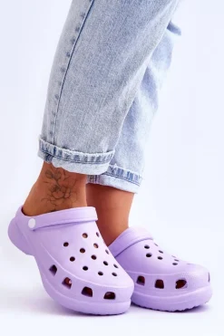 Piankowe Klapki Kroksy Na Masywnej Podeszwie Fioletowe Katniss