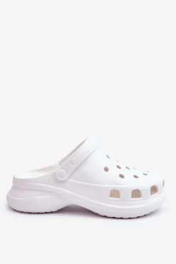 Piankowe Klapki Kroksy Na Masywnej Podeszwie Białe Katniss