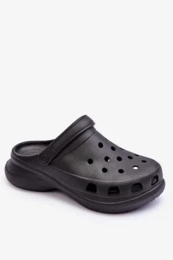 Piankowe Klapki Kroksy Na Masywnej Podeszwie Czarne Katniss