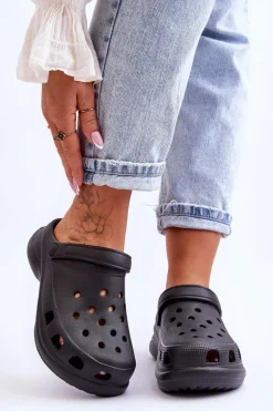 Piankowe Klapki Kroksy Na Masywnej Podeszwie Czarne Katniss