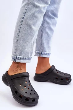 Piankowe Klapki Kroksy Na Masywnej Podeszwie Czarne Katniss