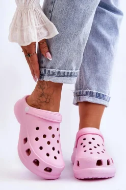 Piankowe Klapki Kroksy Na Masywnej Podeszwie Różowe Katniss